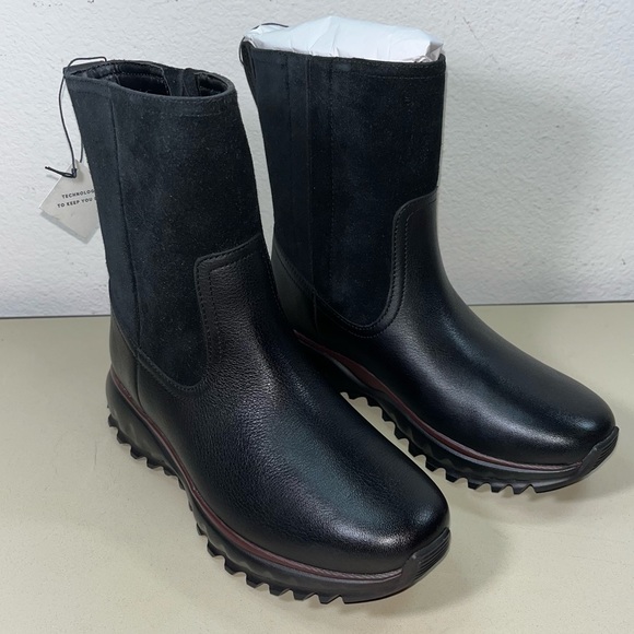 New Cole Haan Women's Shoes Zg Xc Boot (Wp) Leather Almond Toe Mid-Calf Size 5B - Picture 1 of 8